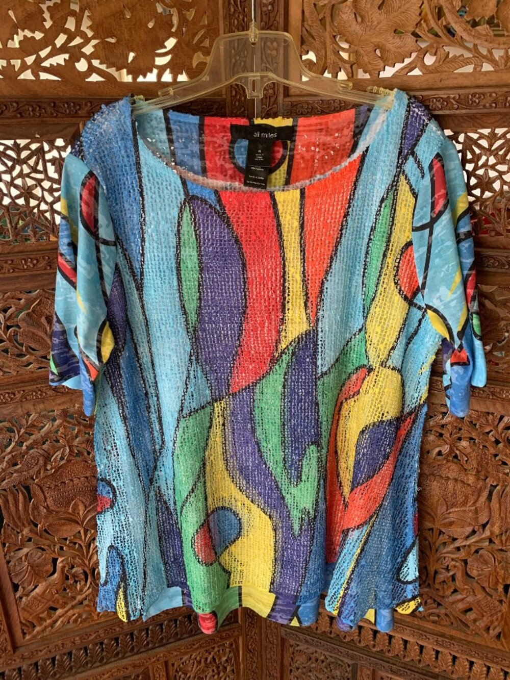 Ali Miles brightly colored blouse, size medium